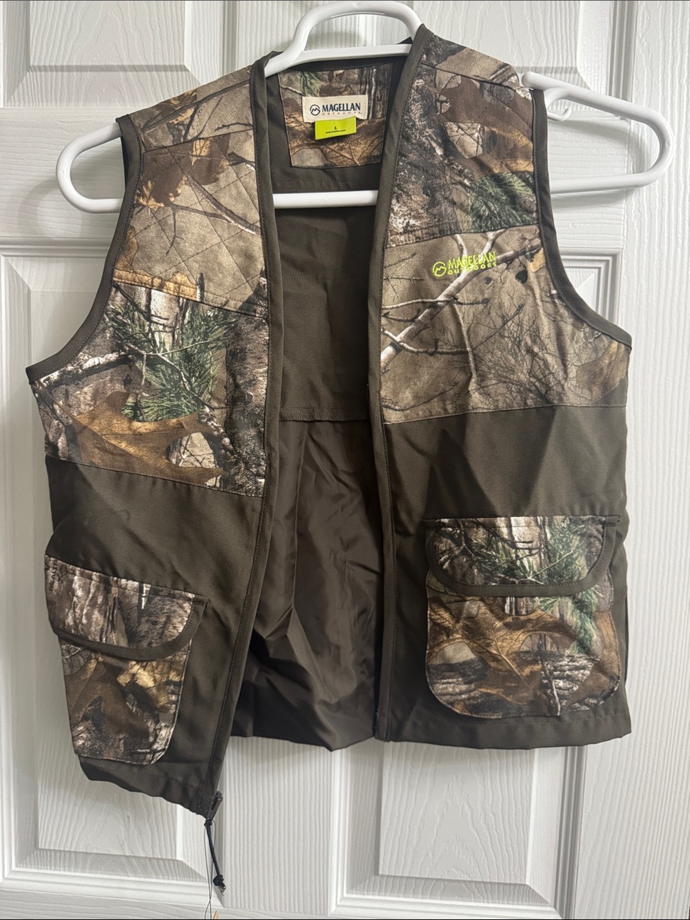 Magellan Outdoors Kids Camo Utility Vest in Brown and Green